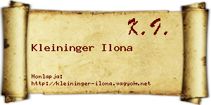 Kleininger Ilona névjegykártya